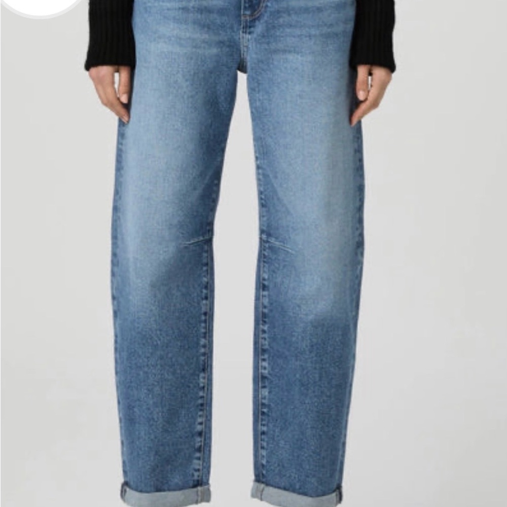 Paige Barrel Leg Turn-Up Rolled Cuff Jeans in Ryland Blue Size 27